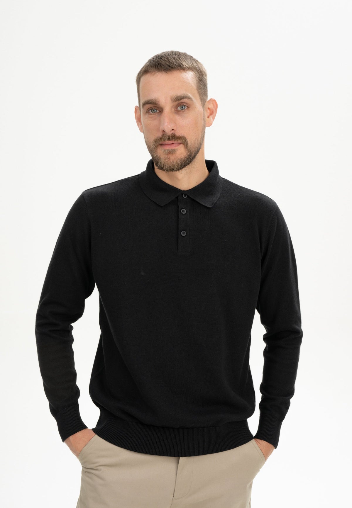 Langarm Strick Poloshirt Style HARISH