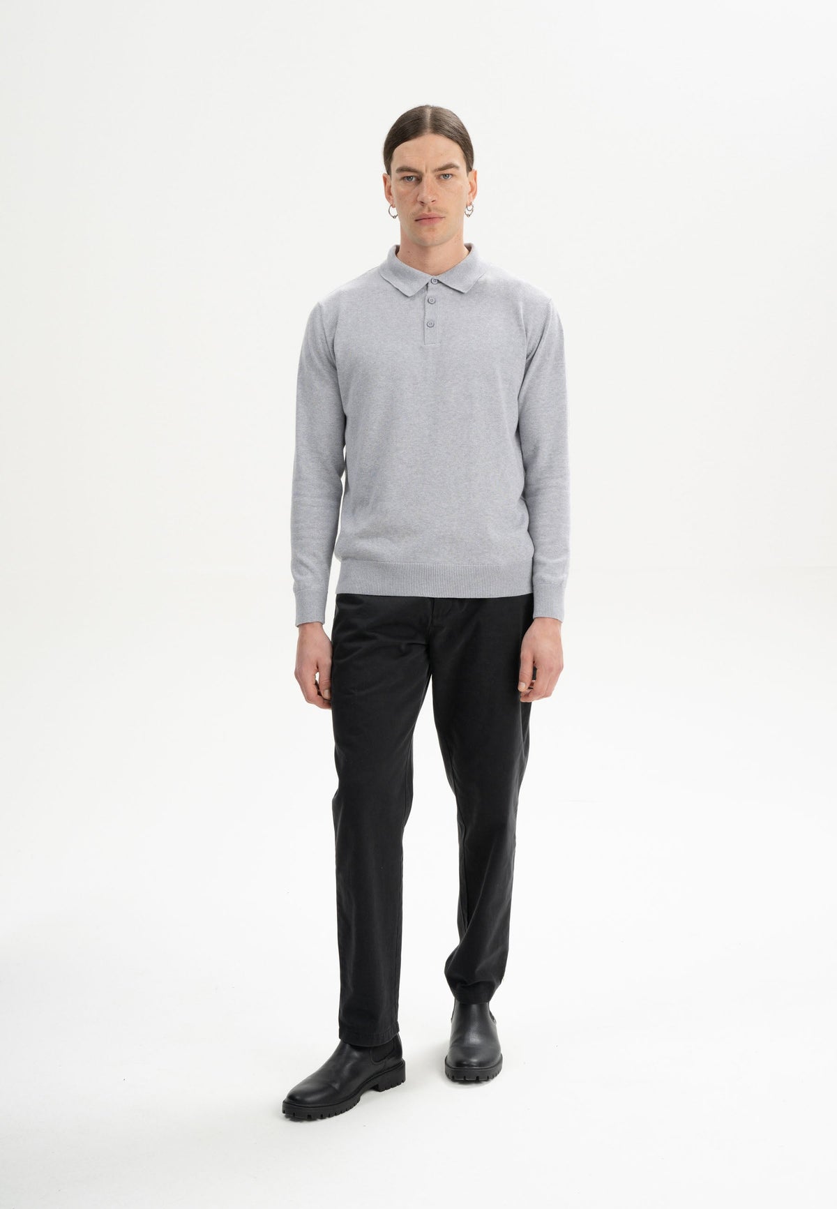 Langarm Strick Poloshirt Style HARISH