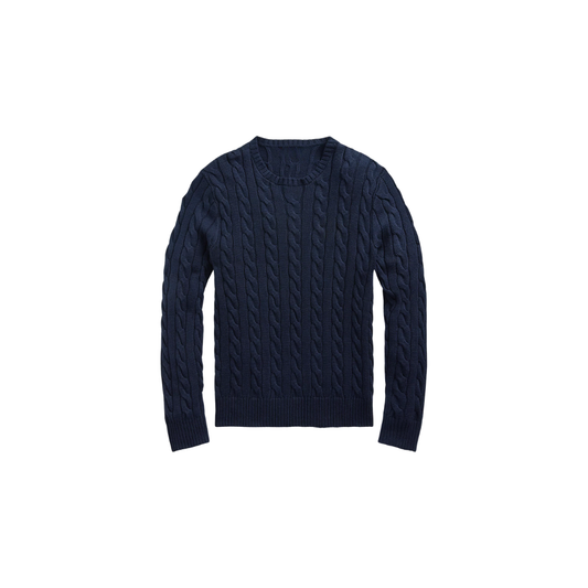 Classic RL Cable-Knit Cotton Sweater - Navy